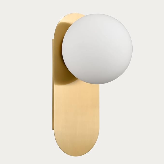 HOLKIRT Brass Wall Sconces Set of Two,Modern Wall Light,Globe Wall Sconce Wall Mount Light Wall Lighting for Bedroom Bathroom Living Room