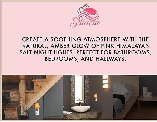 Natural Pink Himalayan Rock Salt Black Plug in Night Light with On/Off Switch and 15 Watt Bulb Gibraltar Nightlight - Ideal Small lamp - Himalayan Salt Lamp - Night Light Lamp (Black)
