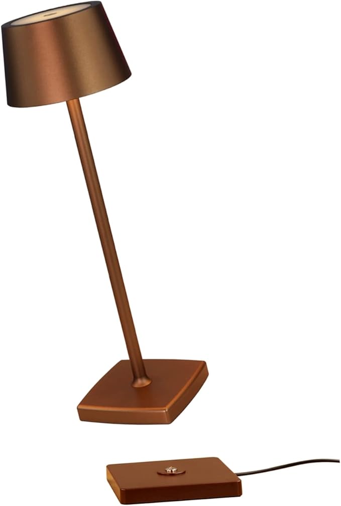 Rechargeable led Cordless Table Lamps,Aluminum, dimmable, Suitable for Indoor and Qutdoor Lighting Wireless Charging Brown