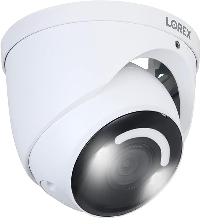 Lorex 4K Smart Security Lighting Deterrence Dome AI PoE IP Wired Camera with Color Night Vision (White)