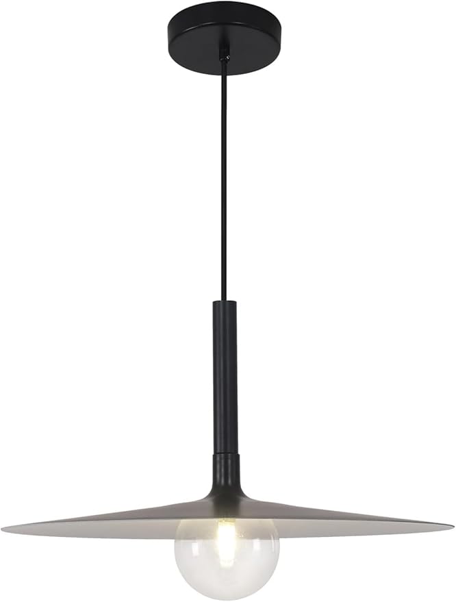 KCO Lighting Matte Black Dome Pendant Light Industrial Barn Pendant Light Farmhouse Kitchen Hanging Light Fixture for Dining Room Living Room Vintage Bar