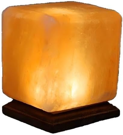 Himalayan Salt Lamp with USB Power, Natural Shape, Color-Changing LED and Warm White Light, Wooden Base Night Light (A, Change Color)