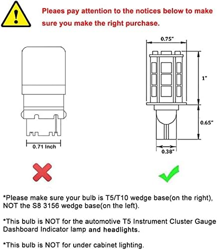 T5 T10 921 194 Wedge Base LED Light Bulb High Brightness 12VAC/DC 3Watt Warm White 2700K-3000K for for Outdoor Landscape Lighting Deck Stair Step Path Lights and RV Lights 4pcs