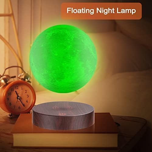 VGAzer Levitating Moon Lamp.Floating and Spinning in Air Freely with Luxury Wooden Base and 3D Printing LED Moon Light Colors,for Unique Gifts,Room Decor,Night Light,Office Desk Tech Toys -6 Inch