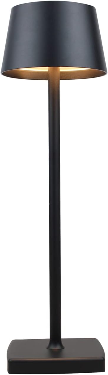 Rechargeable led Cordless Desk lamp, Aluminum, Dimmable, Suitable for Indoor and Outdoor Lighting (Black)