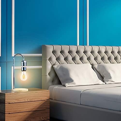 Unique Modern Levitating Lamp with Floating Light and Built-in Qi Wireless Charger, Simplistic and Innovative Design, Warm Decorative Night Light (Silver Bulb)