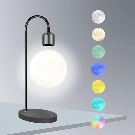 Hanging Moon Lamp, Round Shape Dimmable Wall Mount Light with 3 Color LED Lights, Magnetic Levitating Moon Ball, Floating Moon Lamp Night Light for Room Decor,Office Desk Tech Toys