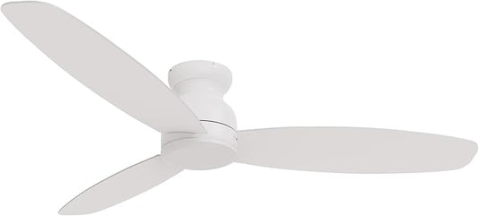 CEME 60 Inch Flush Mount Ceiling Fan without Lights, White Ceiling Fan with Remote Low Profile, 10-Speed Reversible DC Motor, 3 Dual Finish Blades, Indoor for Bedroom