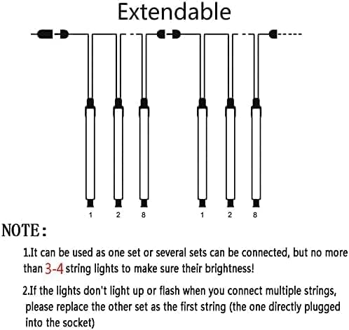Christmas Lights Outdoor, Meteor Shower Falling 12 inch 8 Tubes Icicle Snow Raindrop Lights for Xmas Tree Holiday Party Decoration, UL Plug, Wram White