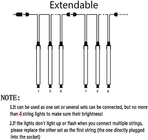 Christmas Lights Outdoor, Meteor Shower Lights 12 inch 8 Tubes LED Snow Falling Icicle for Christmas Decoration Tree Garden Wedding Party Holiday, White