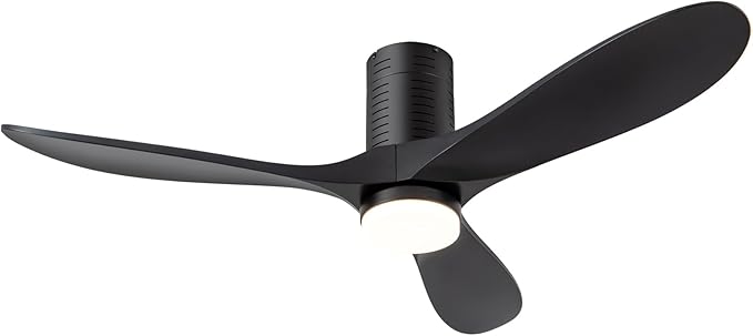 52" Flush Mount Ceiling Fans with Lights and Remote/APP Control, 3CCT Dimmable LED, 6 Speed DC Motor, Low Profile Ceiling Fan for Bedroom, Hallway,Indoor/Outdoo