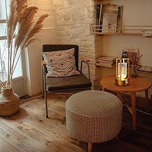 Set of 2 Cordless Table Lamps, LED Rechargeable Table Lamp with 3 Color Stepless Dimmable, Outdoor Table lamp for Patio/ Camping, Indoord Desk Lamp for Bar/ Coffee/ Home (Gold 2 Pcs)