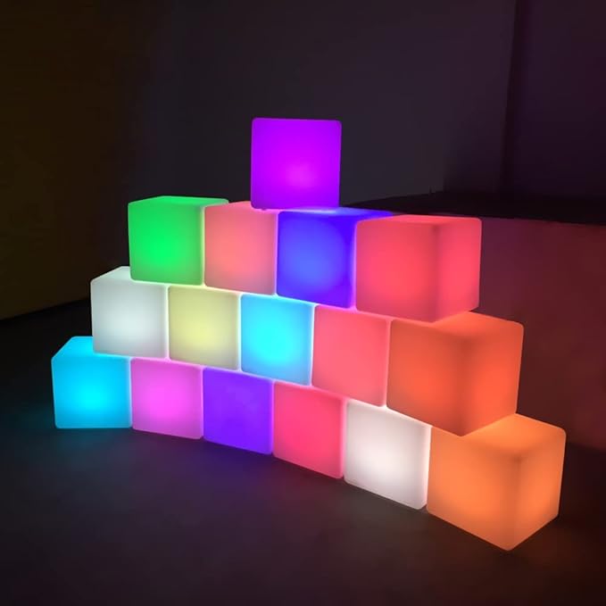 Mr.Go Rechargeable LED Color-Changing Light Cube 8", Dimmable Soothing Mood Lamp with Remote, 16 RGB Colors 4 Modes, Waterproof Cube Lights for Home Patio Party Accent Ambient Decorative Lighting
