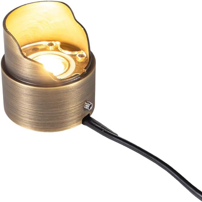 VOLT 12V 3.5W 2700K Warm White IP67 Watertight 330 Lumen Solid Brass BuddyPro Plus LED Puck Light (Shielded) for Deck, Step or Hardscape Outdoor Lighting