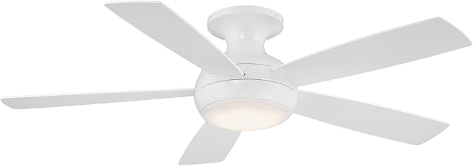 WAC Lighting Odyssey 5-Blade Metal Smart Flush Mount Ceiling Fan in White
