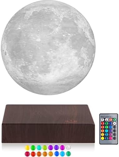 Levitating Moon Lamp- Floating 3D Moon Lamp 16 Colors 5.9inch | Magnetic Levitation Cool Night Lights| for Birthday Thanksgiving Christmas Gifts for Kids Friends (16 Colors Lamp)