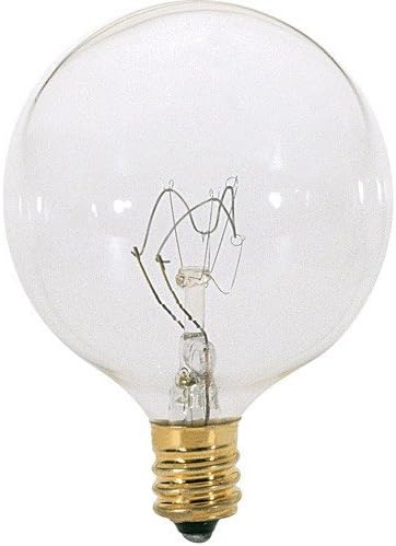 KOR (Pack of 10) G16.5 Clear FinshDecorative (E12) Candelabra Base Globe Shape Incandescent 120V G16 1/2 Light Bulbs (25)