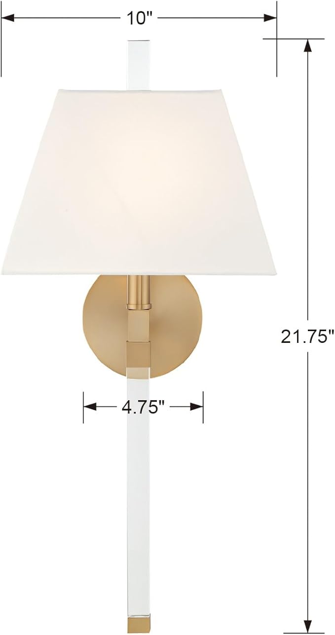 Crystorama Renee 1 Light Aged Brass Sconce