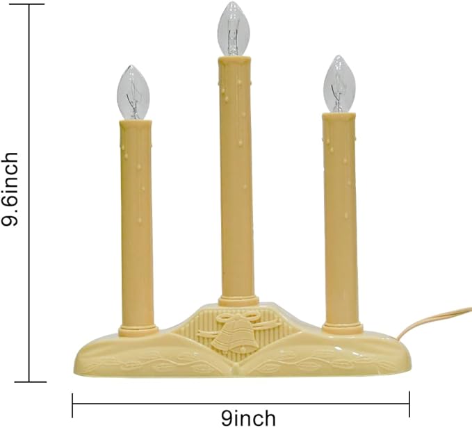 GOOTHY 3 Light Electric Candle Candoliers, Christmas Window Candles Lamps with 4 C7 Clear Bulbs (1 Spare Bulbs), Ivory Bases with 3 Foot Wire, 5W Plug in Candle Lamp, Ready to Use