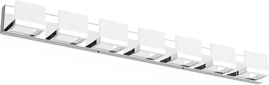 Tipace LED Modern Bathroom Vanity Light Fixtures, 7 Lights Chrome Vanity Lighting for Bathroom Wall Lights Up and Down LED Light Fixtures Over Mirror(White Light 6000K)