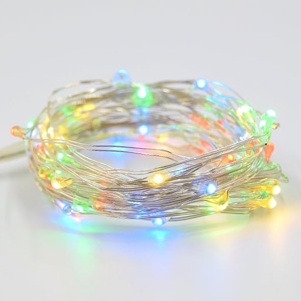 Hometown Evolution, Inc. Fairy Lights - Battery Operated with Remote - 16.5 Foot 50 LED Micro Lights on Silver Wire - RBG 16 Color Changing Remote Control