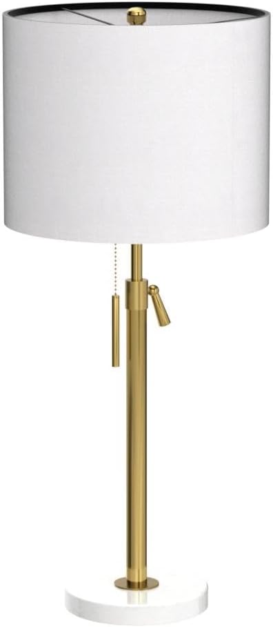 Gold Table Lamp Set of 2, 22-30" Height Adjustable Modern Nightstand Lamps with Marble Base and Pull Chain Switch for Living Room Bedroom, Office, Bedside Table, Farmhouse