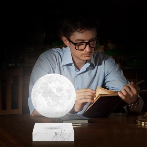 VGAzer Levitating Moon Lamp,Floating and Spinning in Air Freely with 3D Printing LED Moon Lamp 16 Colors Night Light for Unique Gifts,Room Decor (3 Colors)