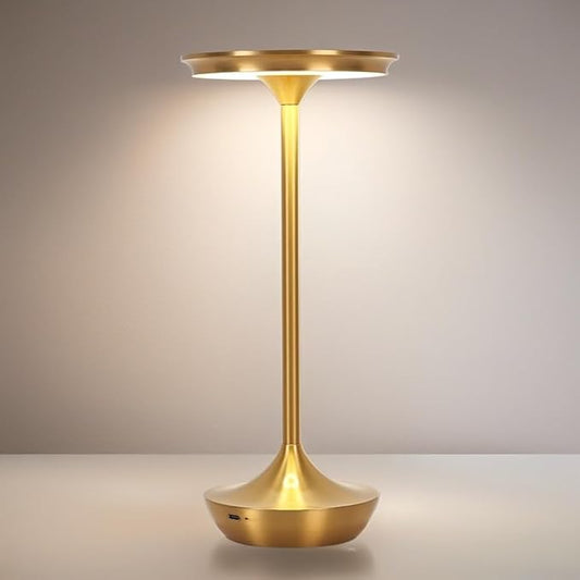 Rechargeable Cordless Table Lamp,Portable Outdoor 6000mAh Battery Operated LED Table Light Touch Control 3 Color Dimmable for Bedroom,Patio,Cofee,Camping,Dining,Restaurant&Livingroom-Gold