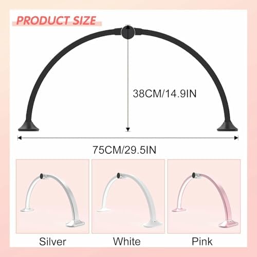 Foldable Half Moon LED Desk Lamp - 30in Adjustable Brightness Tech Light for Nail Tech, Smart Display 3000-6000K, Perfect for Lash Extensions & Nail Art