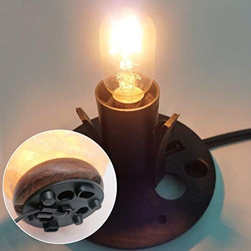 haraqi Himalayan Salt Lamp Cord (6ft) with Dimmer Switch,Original Replacement Cord with Base Assembly(3.34 Inches) and 6 Piece 25 Watt E12 Bulbs for Salt Rock Lamp