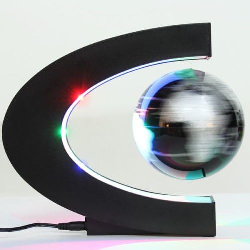 Magnetic Levitation Floating Globe 3 inch with LED Lights C Shape World Map for Desk Decoration