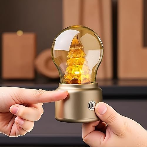 Cute Bulb USB Night Light, British Vintage Creative Ambiance Lamp,Rechargeable Small Lamp, Led Night Light Bulb Lamp Kids Bedside Lamp for Kids, Girls, Boys Gifts
