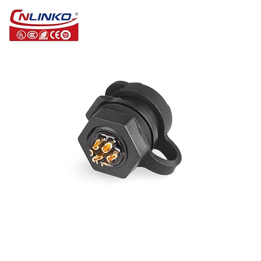 CNLINKO LP-12 IP68 Industrial Waterproof Connector Quick Plug Circular Connector PBT Plastic Shell Aviation Connector M12 2-8 Pin Thread Socket (7 Pin)