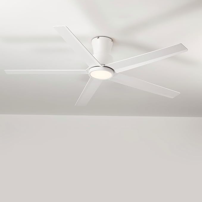 ocioc 52 inch Ceiling Fans with Lights, Large Air Volume Ceiling Fans with Reversible Quiet DC Motor and Remote（White）