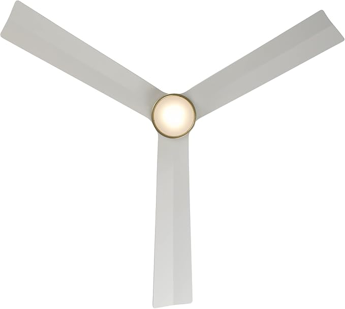 WAC Lighting F-003L-SB/MW Clean 52" Outdoor Ceiling Fan with LED Lights & Remote, Satin Brass/Matte Black