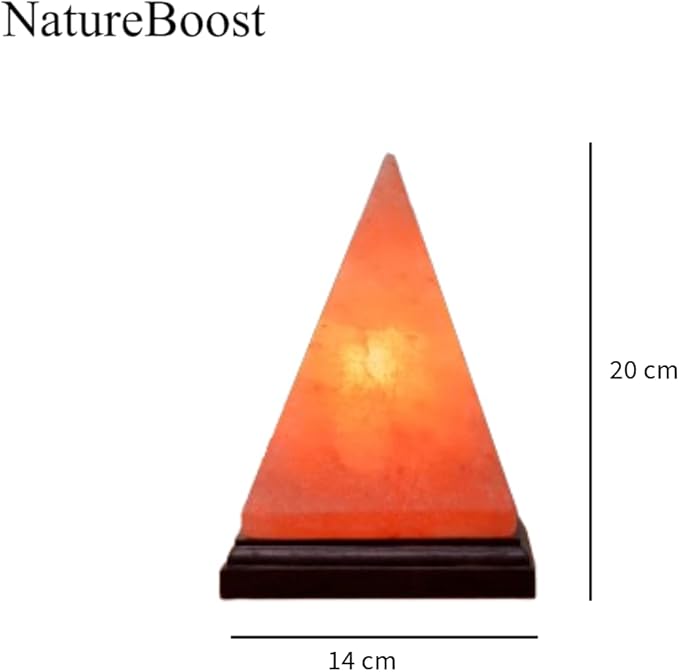 NB Himalayan Pink Salt Pyramid Lamp – Hand-Carved Crystal Rock Salt Lamp with Dimmer Switch & 2 Bulbs – Natural Wellness Light from Pakistan – Amber Glow for Home, Office & Meditation Space