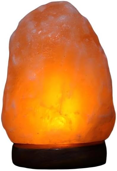 Himalayan Salt Lamp with USB Power, Natural Shape, Color-Changing LED and Warm White Light, Wooden Base Night Light (Pink, Natural, Monochrome)