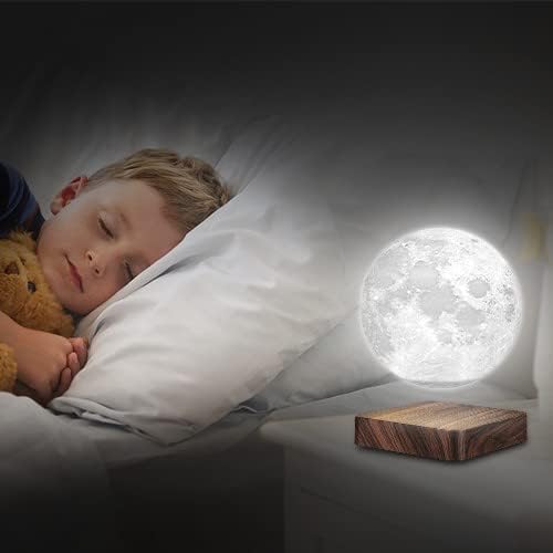 Levitating Moon Lamp, Floating 3D Moon Light Spinning in Air 3 Colors Magnetic Levitation LED Moon Night Lights with Touch Control for Room Office Decoration Cool Gifts