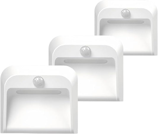 Group-Control Motion Sensor Night Light -Wireless Sync, 2200mAh Rechargeable Battery, 150LM/75LM Adjustable Brightness, 25s Auto-Off, Magnetic Mounting for Hallway/Stairs/Bedrooms（3 Pack）