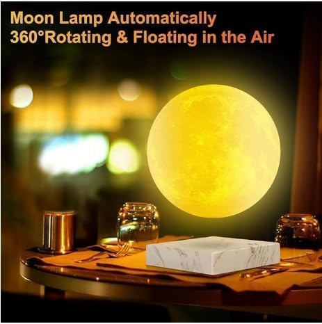 VGAzer Levitating Moon Lamp,Floating and Spinning in Air Freely with 3D Printing LED Moon Lamp 16 Colors Night Light for Unique Gifts,Room Decor (White Moon 16 Colors)