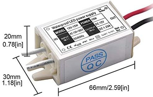 DC 12V Power Supply Driver Transformer - 15W Waterproof IP67 120VAC to 12V DC Converter Constant Voltage Switching Power Supply for LED Strip Lights, G4 MR11 MR16 Display (2-Pack)