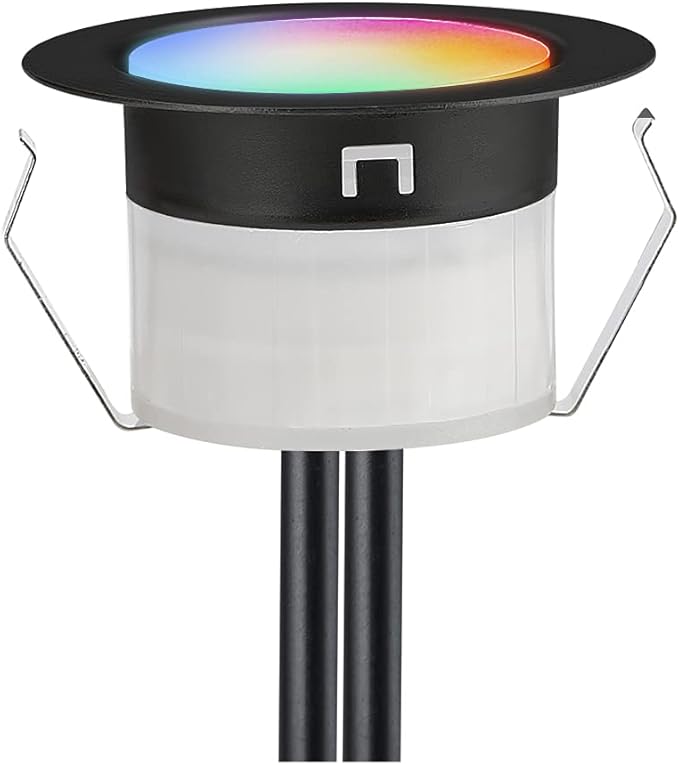 FVTLED Low Voltage Recessed RGBW Deck Light, Φ1.22 RGB & Warm White Stainless Steel Waterproof Outdoor Step Lighting In-ground Landscape Pathway Patio Stair Decor Lamp, Black