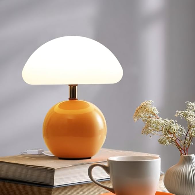 Joyzy Mushroom Table Lamp for Bedroom Light, Desk Bedside Small Lamps for Living Room Night Stands, Mushroom Lighting Decor Cute Led Modern, Unique Aesthetic Home Living Room