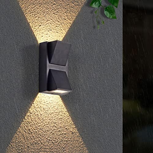 6W LED Outdoor Exterior Wall Step UP/Down Light Fixture Lamp Black Finish Warm White
