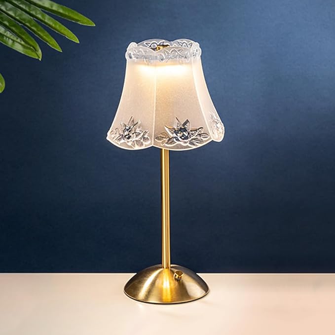 Portable Crystal Metal Desk Lamp,3-Color Touch Control, Rechargeable Battery - Ideal Bedside Lamp for Bedroom Nightstand (Golden Flower)