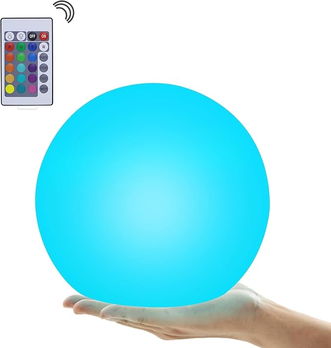 LED Floating Pool Light, 6-Inch, Rechargeable Waterproof Orb with Remote Control, 16 RGBW Colors,Hot Tub Lights, Pool Accessories (1Pack)