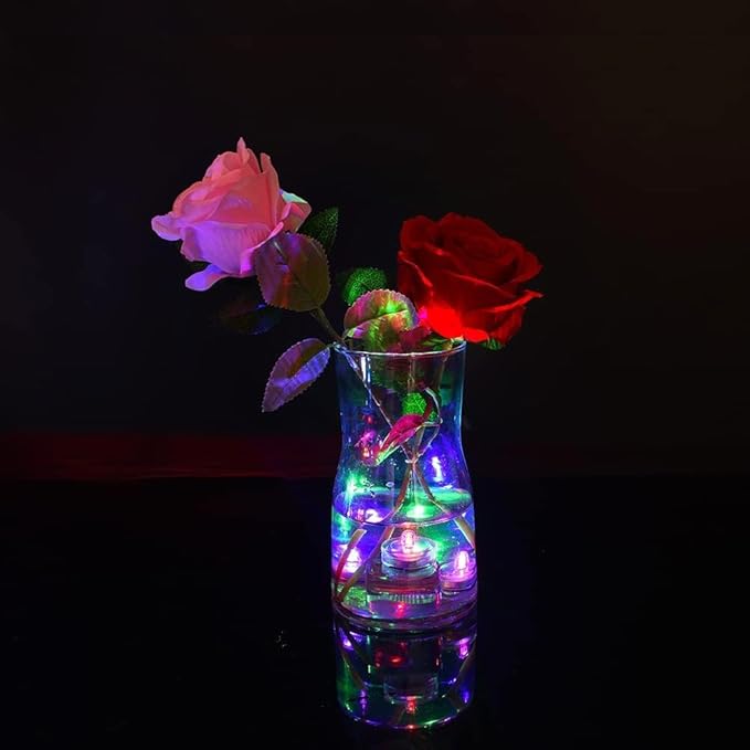Submersible LED Lights, Warm White Waterproof Flameless Candle Tealights, Battery Operated Underwater Pool Lights for Vases Table Centerpieces Weddings Party Halloween Christmas Decor,12 Pack