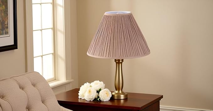 Aspen Creative 33171, Mushroom Pleated Traditional Sienna Brown Spider Lamp Shade, 6-1/2" Top x 15" Bottom x 11" Slant