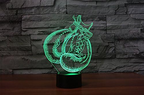 Boxing Glove 3D Illusion Night Light Touch Table Desk Lamp with Remote Control 16 Colors Optical USB LED Night Light for Kids Gift Room Decoration