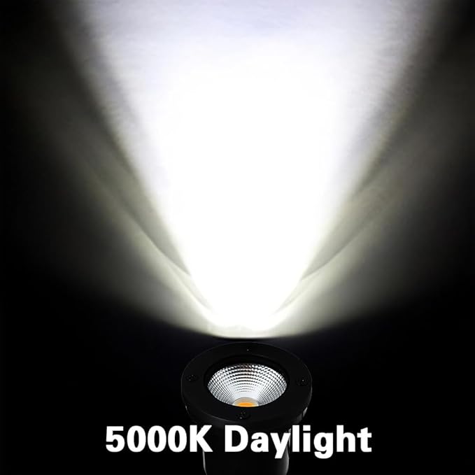 EAGLOD 12W LED Well Light, Low Voltage Landscape Lights,12V-24V Outdoor In Ground Lights, IP67 Waterproof Landscape Lighting with Honeycomb Version 5000K White for Garden,Driverway… (2 Pack)